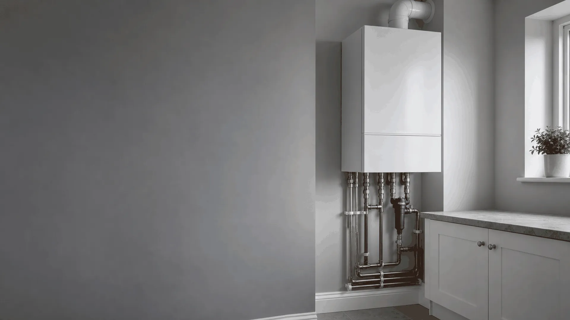 A neatly completed gas boiler installation with tidy copper pipework in a Navan home