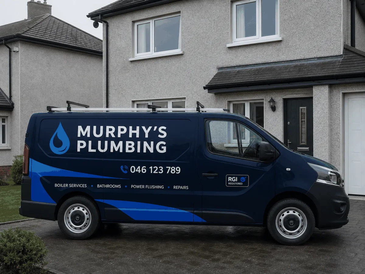 Murphy's Plumbing branded work van outside a Navan home